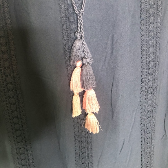 Knox Rose Peasant Dress - slate blue - Picture 5 of 7